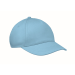 Kids cotton 5-panel cap 180 g/m² light blue colour
