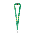 Recycled polyester lanyard with safety breakaway and carabiner white colour