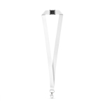 Recycled polyester lanyard with safety breakaway and carabiner white colour