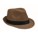 Paper straw hat with black polyester band brown colour