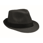 Paper straw hat with black polyester band black colour