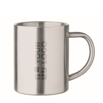Double-wall recycled stainless steel mug 260 ml matt silver colour view with print area