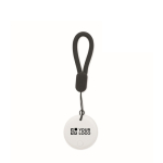 Smart locator with keyring compatible with Apple and Android white colour view with print area