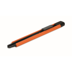 Retractable utility knife with plastic casing and carbon steel blade orange colour