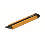 Retractable plastic utility knife with carbon steel blade and replacements yellow colour
