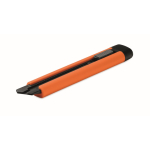 Retractable plastic utility knife with carbon steel blade and replacements orange colour