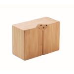 Bamboo salt and pepper shaker set with magnetic connection wood colour second view