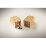 Bamboo salt and pepper shaker set with magnetic connection wood colour fifth photographic view