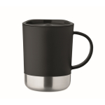 Plastic cup with stainless steel base 300ml black colour