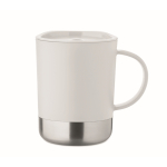 Plastic cup with stainless steel base 300ml white colour