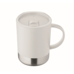 Plastic cup with stainless steel base 300ml white colour second view