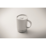 Plastic cup with stainless steel base 300ml white colour third photographic view