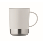 Plastic cup with stainless steel base 300ml white colour fifth view