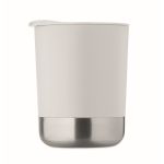 Plastic cup with stainless steel base 300ml white colour sixth view