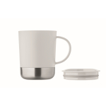 Plastic cup with stainless steel base 300ml white colour seventh view