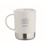 Plastic cup with stainless steel base 300ml white colour main view