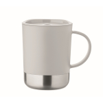 Plastic cup with stainless steel base 300ml grey colour
