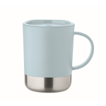 Plastic cup with stainless steel base 300ml light blue colour