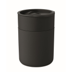 Plastic and silicone cup with sliding lid 330 ml black colour