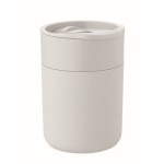 Plastic and silicone cup with sliding lid 330 ml white colour