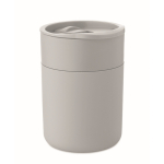 Plastic and silicone cup with sliding lid 330 ml grey colour