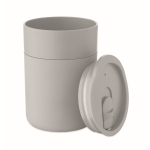 Plastic and silicone cup with sliding lid 330 ml grey colour second view