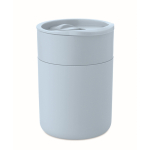 Plastic and silicone cup with sliding lid 330 ml light blue colour