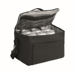PU cooler bag with recycled polyester, pocket and shoulder strap 5.5L black colour second view
