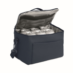 PU cooler bag with recycled polyester, pocket and shoulder strap 5.5L blue colour second view