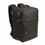 Expandable cabin backpack in RPET 600D polyester 15'' black colour
