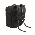 Expandable cabin backpack in RPET 600D polyester 15'' black colour third view
