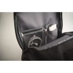 Expandable cabin backpack in RPET 600D polyester 15'' black colour photographic view