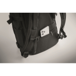 Expandable cabin backpack in RPET 600D polyester 15'' black colour photographic view