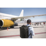 Expandable cabin backpack in RPET 600D polyester 15'' black colour second ambient view