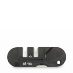 Pocket knife sharpener in plastic case black colour view with print area