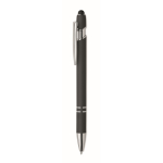 Recycled aluminium pen with rubber finish blue ink black colour