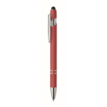 Recycled aluminium pen with rubber finish blue ink red colour