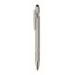 Recycled aluminium pen with rubber finish blue ink silver colour