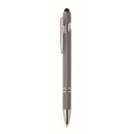 Recycled aluminium pen with rubber finish blue ink dark grey colour