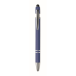 Recycled aluminium pen with rubber finish blue ink royal blue colour second view