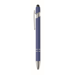 Recycled aluminium pen with rubber finish blue ink royal blue colour third view