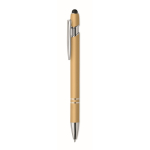 Recycled aluminium pen with rubber finish blue ink gold colour