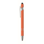 Recycled aluminium pen with rubber finish blue ink third view