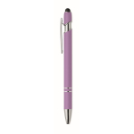 Recycled aluminium pen with rubber finish blue ink third view
