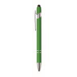 Recycled aluminium pen with rubber finish blue ink third view