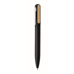 Twist pen made of recycled aluminum and bamboo with blue ink black colour