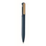 Twist pen made of recycled aluminum and bamboo with blue ink blue colour