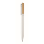 Twist pen made of recycled aluminum and bamboo with blue ink white colour