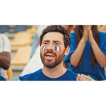 Body paint stick with different flags in case royal blue colour ambient view