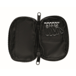 RPET key case with zipper and 5 rings black colour third view